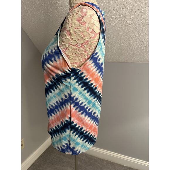 EUC Lands End Swimsuit Sz 14 Tankini Top & Swim Skirt Set Blue Tie Dye Stripe - Picture 3 of 11